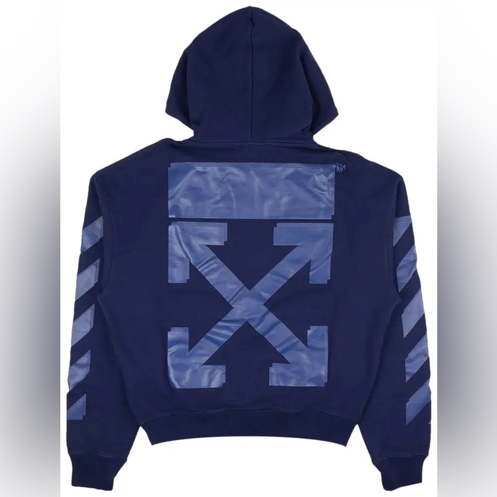 AUTHENTIC Off-White Rubber Arrow Over Hoodie 'Blue/Blue' Size Small
